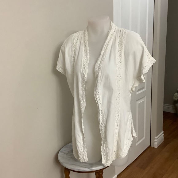 April Cornell Cream Lace Trim Blouse - Picture 3 of 8